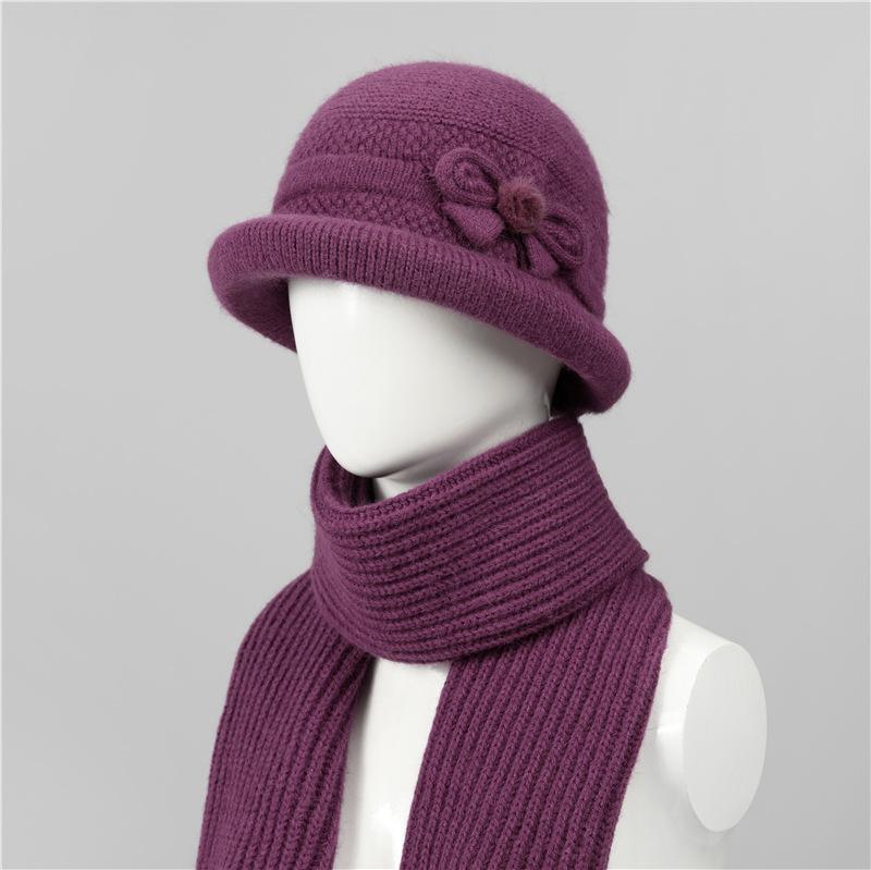 Ji Grandma Hat Warm Rabbit Fur Hat Female Old Lady Mother Hat Fleece Basin Hat