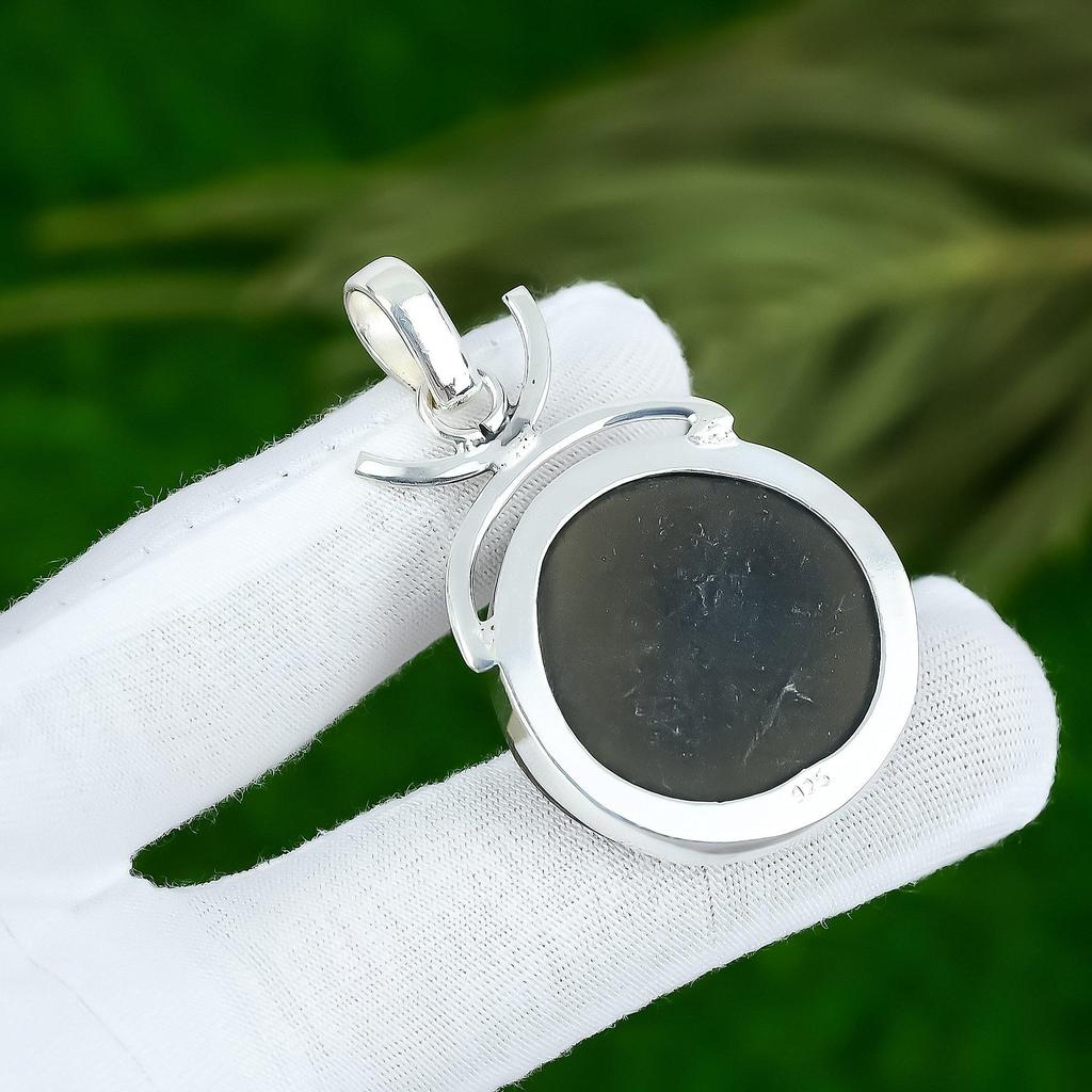 925 Sterling Silver Round Natural Abalone Shell Sister Birthday Pendant Jewelry
