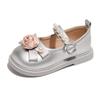 Children's Rose Floral Pearl Mary Jane Shoes - Non-slip, Stylish Spring/Autumn Leather Princess Shoes