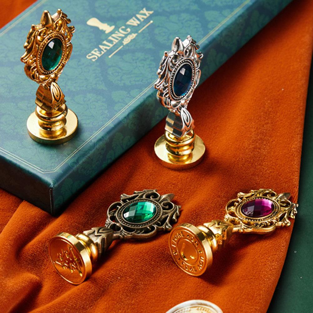 Wax Stamp Gift Box Stamp/Stamp Heads/Wax Beads Wax Seal Stamp Set Detachable Handle/Spoon/Round Wax Creative for Gift Wrapping