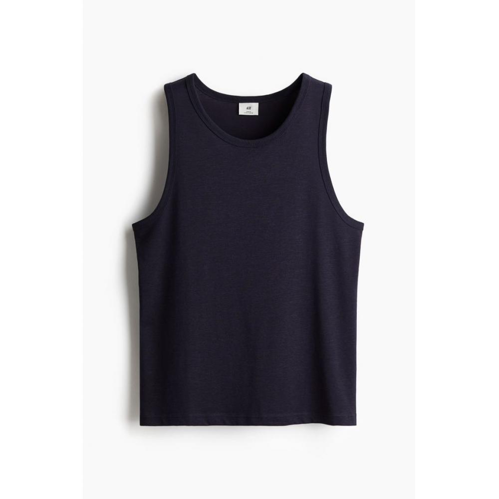 

H M Slim Fit Sleeveless Top Navy Blue