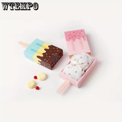 15pcs Ice Cream Shape Gift Box Paper Treat Boxes Folding Drawer Gift Box Party Favor Box Summer Gift Wrap Box Party Decoration