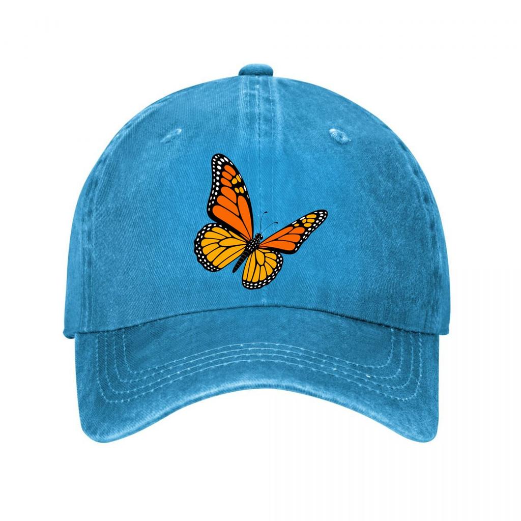Retro Monarch Butterfly Graphic Embl New Vintage Washed Cotton Baseball Cap Sun Hats