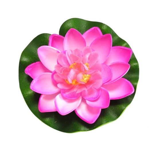 Floating Artificial Lotus Flowers with Lotus Leaf Realistic Faux Pond Plants Ornament for Lake Pool Aquarium Water Decoration