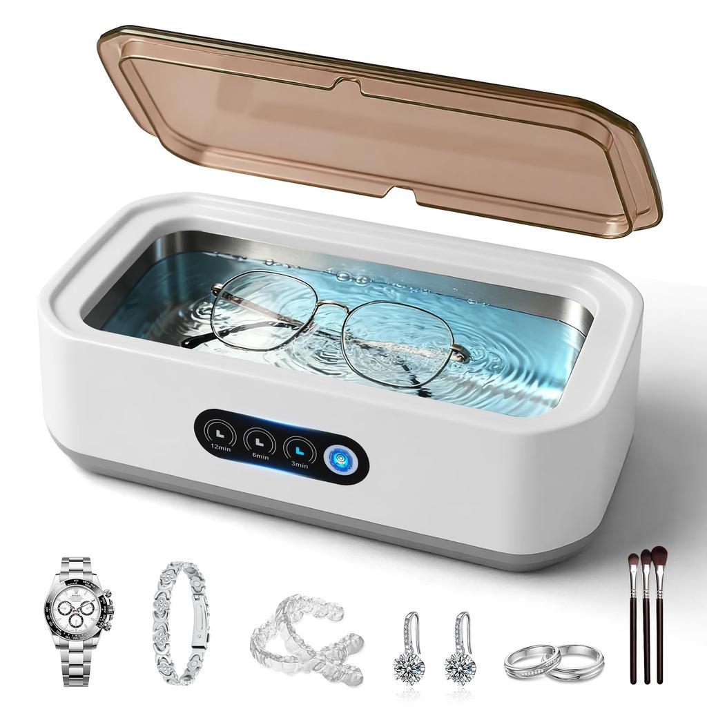 PixTok Ultrasonic Cleaner, 50000Hz Powerful Vibration, 650ml Large Capacity, Small and Lightweight, for Home Use, for Dentures, Lens Cleaner, Eyeglass