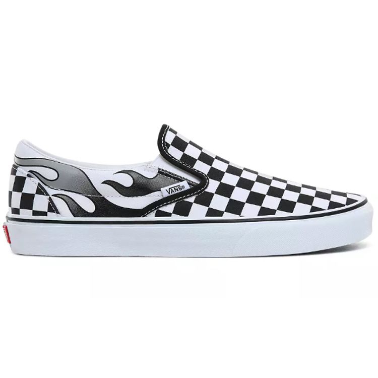 Vans Slip-On Checkerboard Flame Classic Low Top Skate Shoes Unisex Sneakers Black White VN0A4BV3SX7