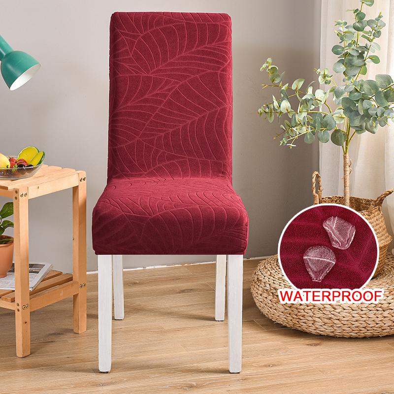 Waterproof Jacquard Chair Cover For Dining Room Thick Fabric Chair Slipcover Protector Washable Seat Cover For El Banquet 1Pc