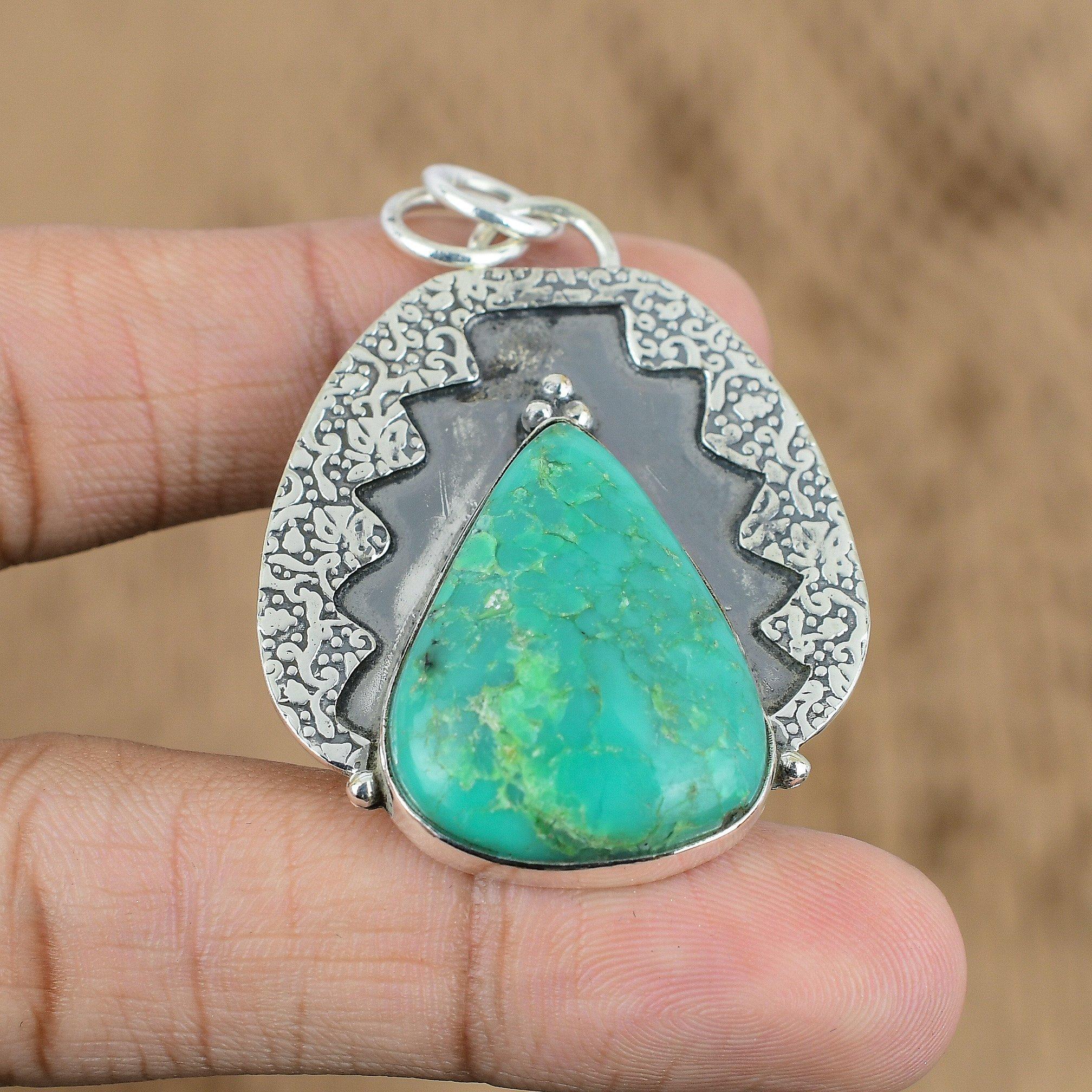 

Womens day Sale Chrysoprase Stone Heart Chakra Wife New Pendant Sterling Silver