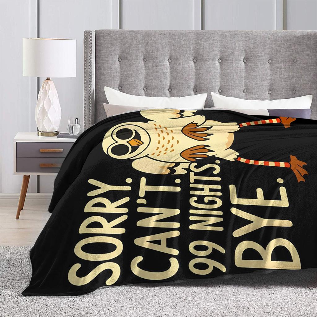 Sorry Can’t 99 Nights Bye In The Forest Owl Gamer Flannel Blanket for Couch Bed Travel Novelty Bedspread Sofa Bed Cover