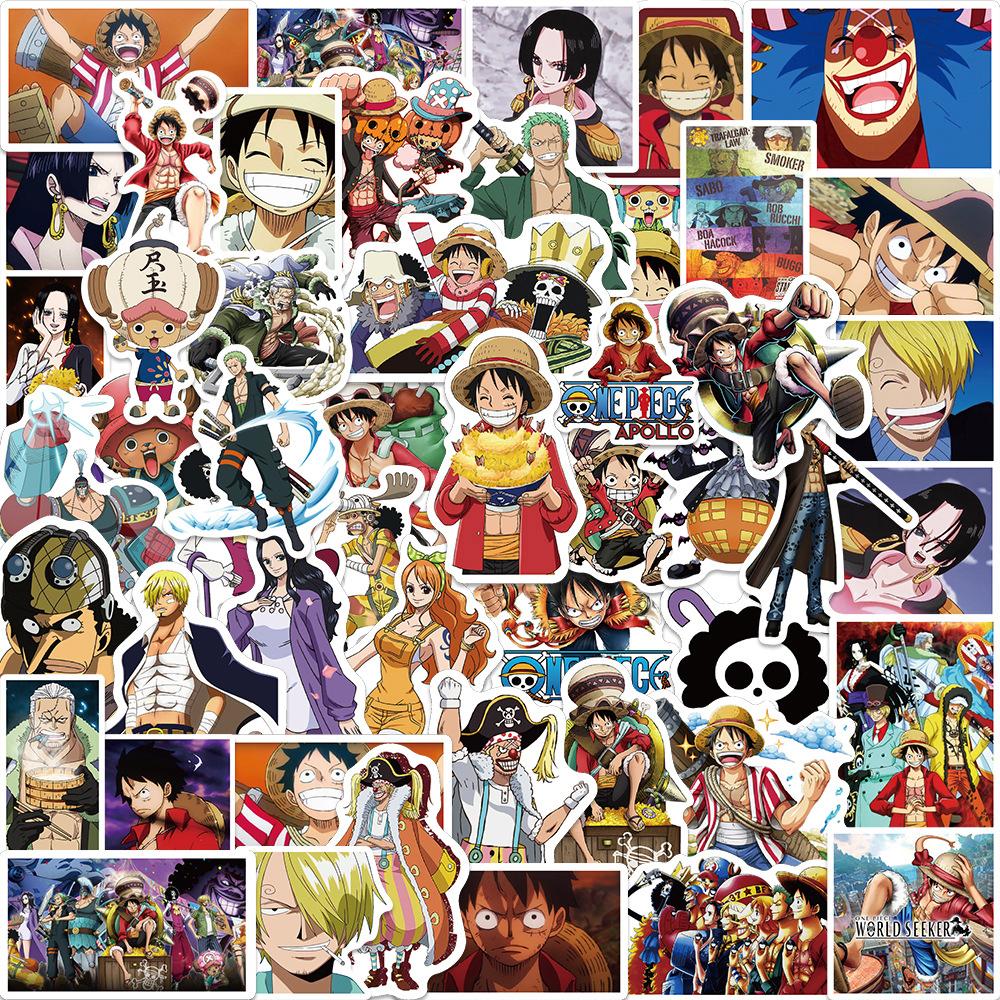 50/100pcs ONE PIECE Anime Stickers Cool Cartoon Decals Kid Toy DIY Stationery Suitcase Car Bike Waterproof Classic Manga Sticker