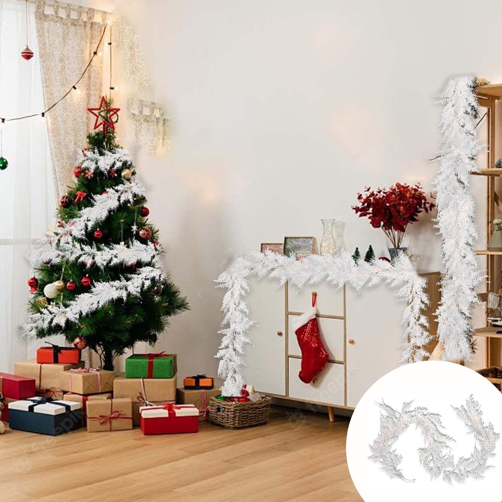 

70 Inch Artificial Pines Cedar Christmas Garland - Indoor Outdoor Holiday Decoration, Fake Xmas Vine For Staircase Mantel