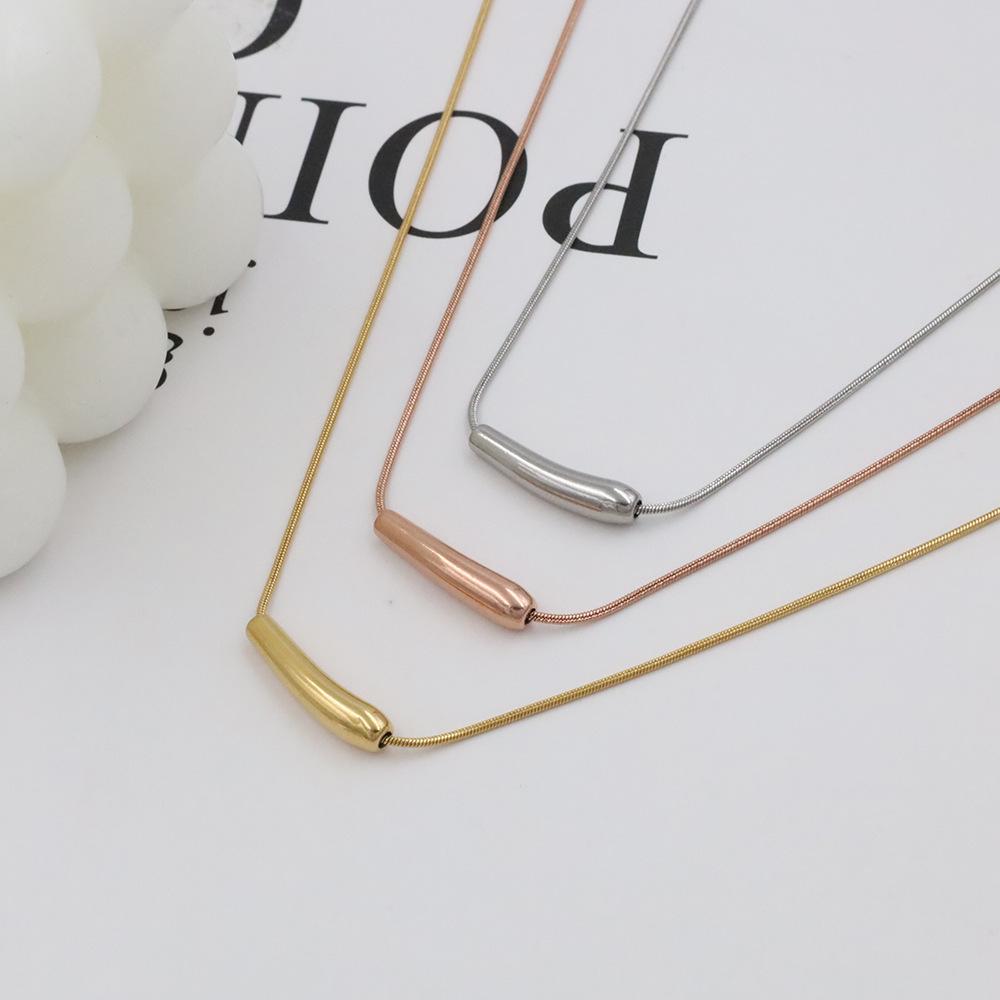Cold Wind Eggplant Titanium Steel Necklace Female Style Design Sense Light Luxury Collarbone Chain Rose Gold