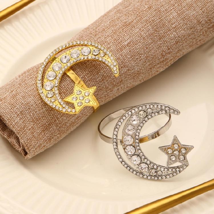 6 Pieces Moon and Star Napkin Rings Alloy Material Napkin Rings Napkin Buckles