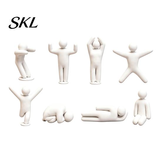 Minimalist Man Decoration 1/8Pcs 3D Printed Game Character Figure, Sitting Standing Lying Figurine, DIY Figurine Abstract White Statue, Collectible