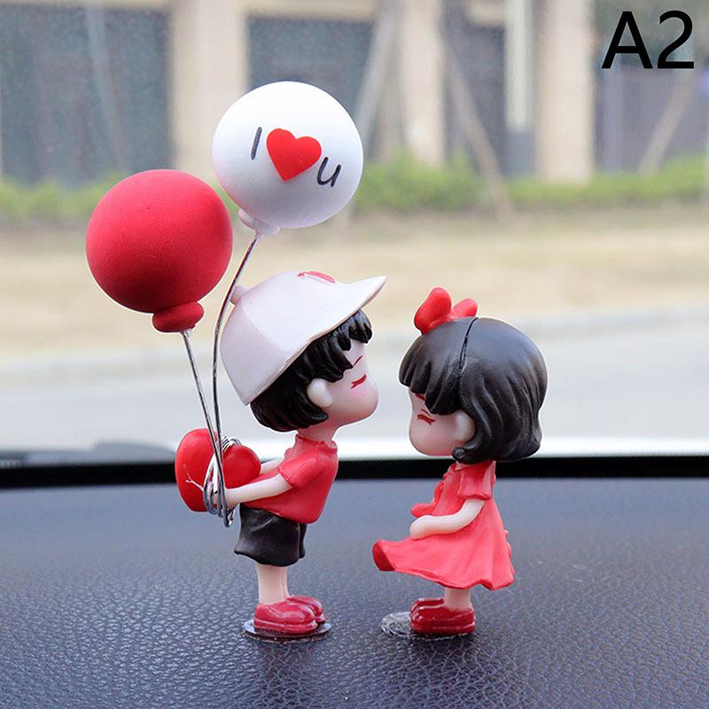 Cute Kiss Couple Car Interior Decoration Action Figures Auto Rearview Mirror Dashboard Ornaments Gift Home Desktop Decor