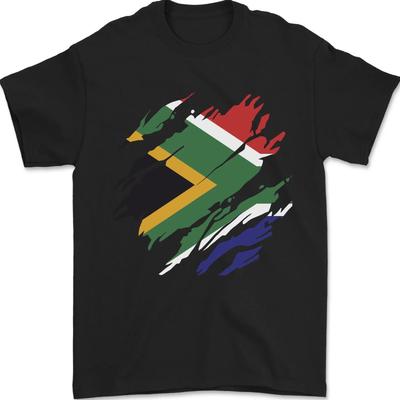 Torn South African Flag Africa Day Football Mens T-Shirt 100% Cotton