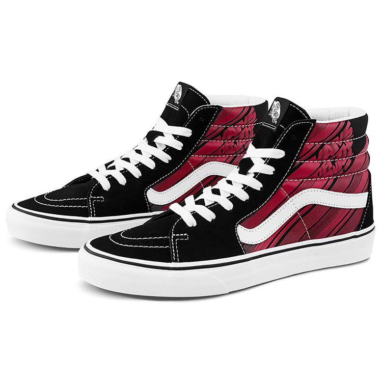 Vans SK8 Hi Retro Scarpe da Skate Casual Unisex Nero Rosso VN0A4U3C2C5