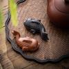 Handmade Purple Clay Fish Tea Pet Nurturable Symbol of Abundance for Gongfu Tea Ceremony Home Desk Decor Collectible Gift
