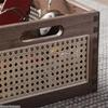 Küche Desktop Massivholz Aufbewahrungsbox Retro Rattan Korb Buch Snacks Kosmetik Organizer Home Appliance Luxus