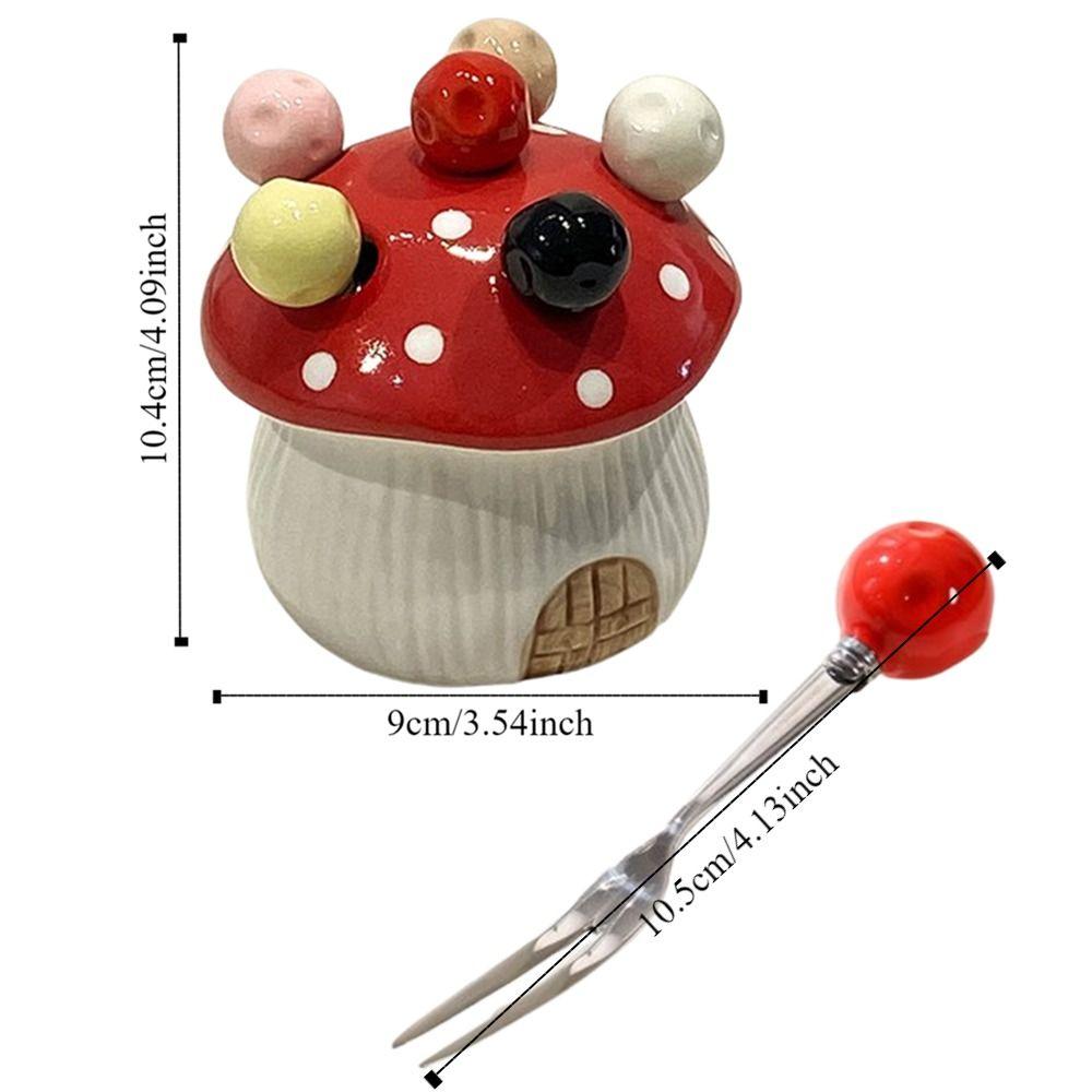 3D Stainless Steel Fruit Fork Ceramic Dessert Salad Fork Mushroom Fruit Sweets Forks  Picnics