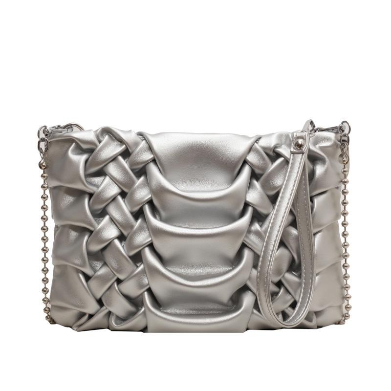 

IELGY Женская маленькая квадратная сумка под мышками, универсальная текстурированная сумка через плечо из тканого материала