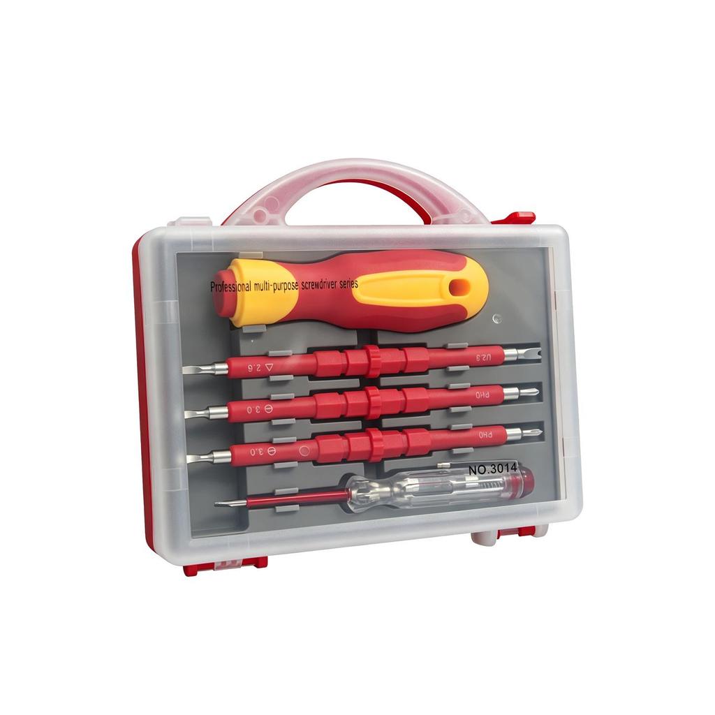 5-in-1 Insulated Screwdriver Set with Double-Ended Interchangeable Shaft and Anti-Slip Handle, 1000V Pressure Resistant for Electricians