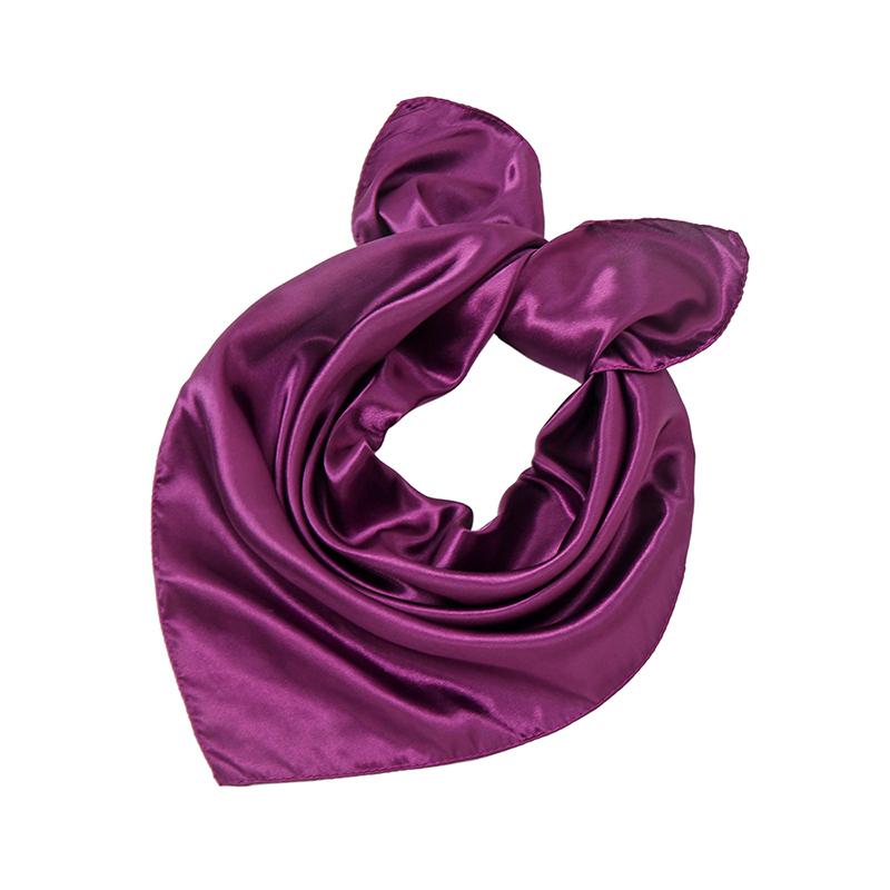 Fashion Satin Silk Square Scarf For Muslim Women Solid Color Soft Bandana Ladies Headband Casual Scarves 60*60Cm