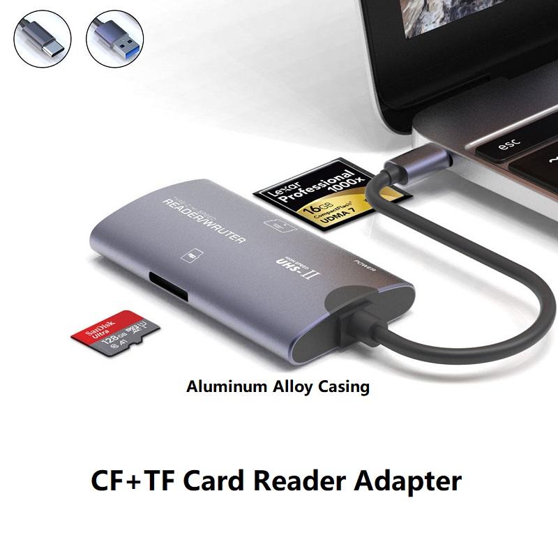 TF CF Memory Card Reader 2 in 1 USB Type-C to CF Micro SD Card Adapter for Compact Flash iPhone 17 16 15 Samsung Realme Etc 3