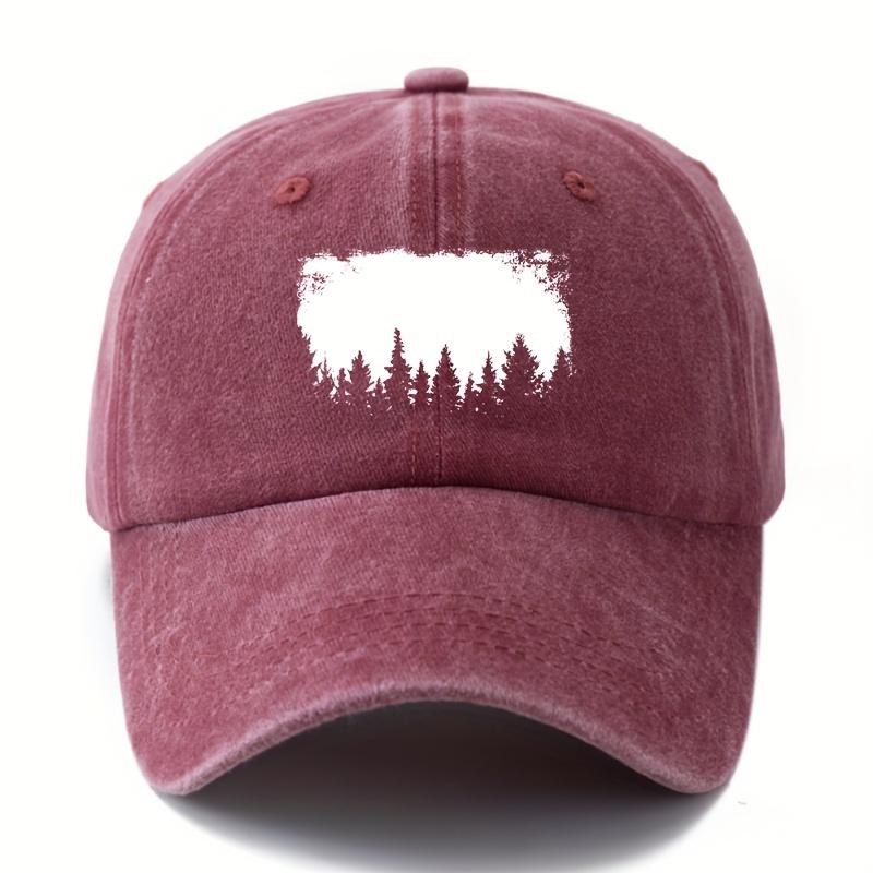 Printed White Forest Baseball Cap, Fashionable and Versatile, Outdoor Sun Protection, Duckbill Cap, Vacation, Travel, Camping
