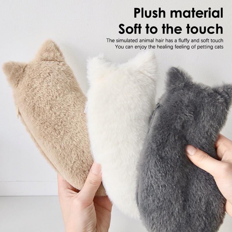 Cute Cartoon Cat Plush Pen Bag Funny Student Animal Pencil Cases Fashion Multiple Colors Available Stationery Storage Bag Gifts