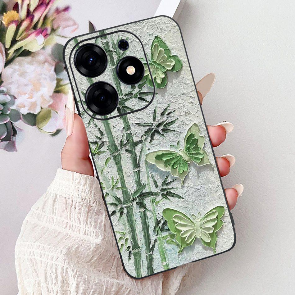 For Tecno Spark 10 Pro Phone Case Spark 10Pro 4G KI7 Elegant Floral Cat Printing Soft Silicone TPU Cases