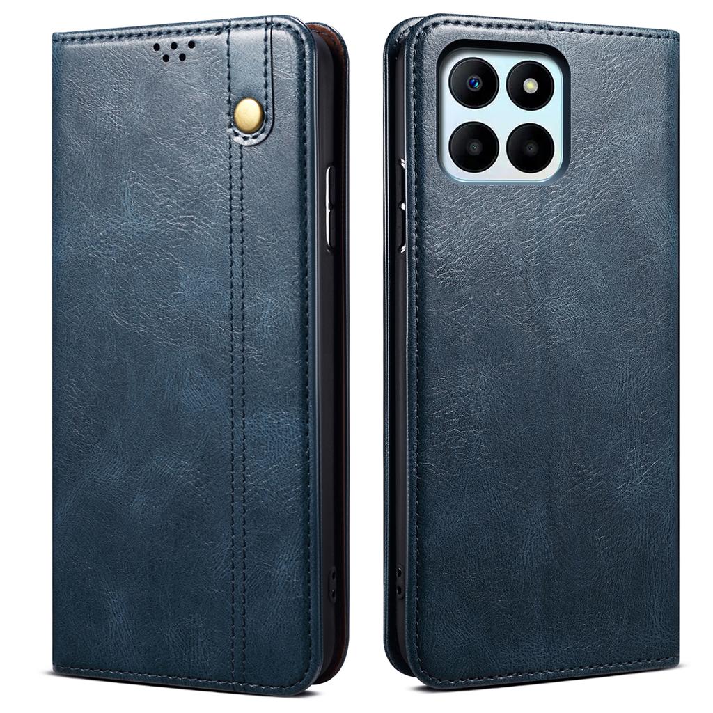 For Honor X8b 4G Waxy Crazy Horse Texture Case PU Leather Phone Cover Wallet