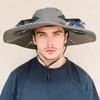Fan Hat Wide-Brimmed Outdoor Hat with Dual-Power Fan Design Solar USB Charging Hiking Cycling Fishing Sun Hat