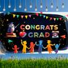 Event Backdrop Cap And Gown Graduation Party Banner Congrats Banner Star Motif School Celebration Banner For Photo Background