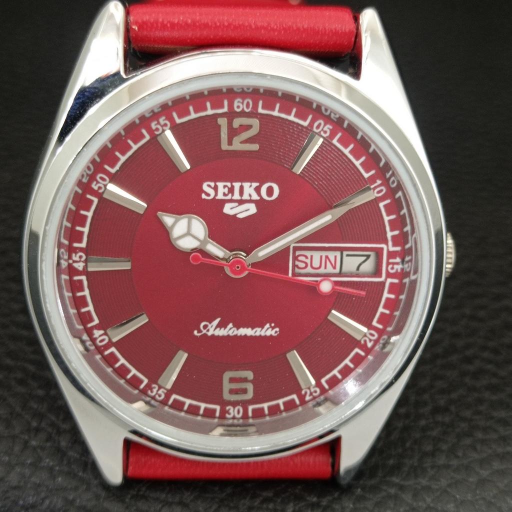 JAPAN VINTAGE REFURBISHED SEIKO 5 AUTOMATIC 6309A MENS RED DIAL WATCH A444304-1