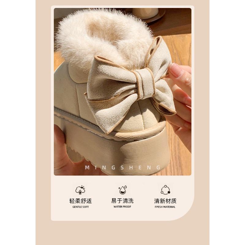 Women S Winter Thick Platform Cotton Shoes With Bowknot