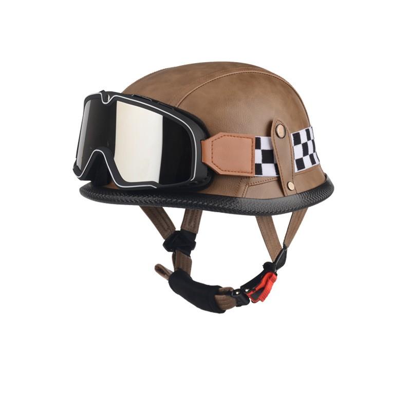 Vintage Military Style Half Face Motorcycle Helmet Harley Riders - ABS Shell 3C Certified Unisex Multiple Colors Visor