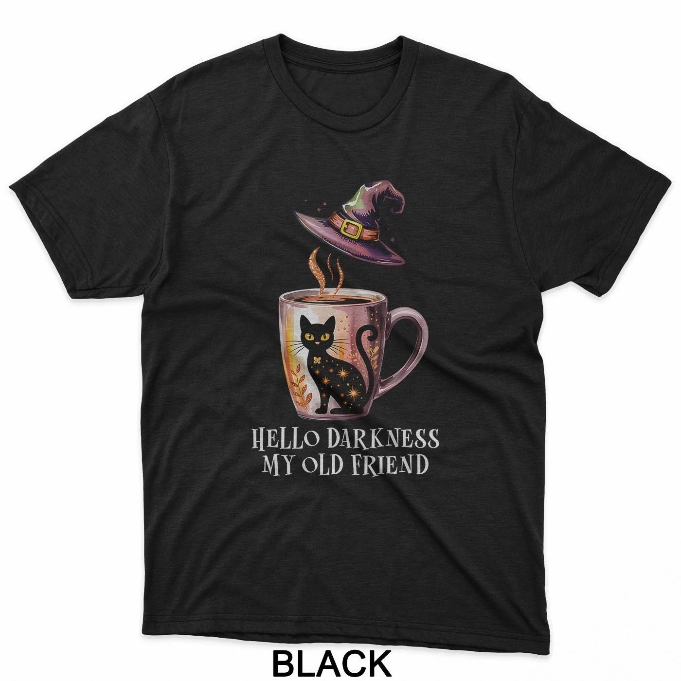 Hello Darkness My Old Friend Black Cat Coffee Mug Witch Cat T-Shirt S