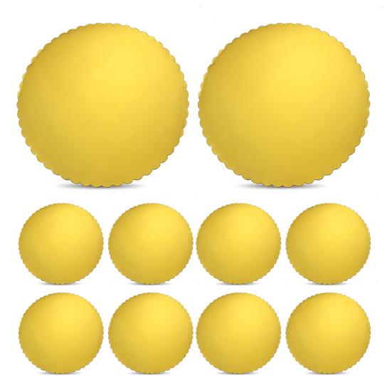 10Pcs Gold Cake Boards Round Scalloped Edges Greaseproof Cake Board Food Grade Cardboard Circles for Wedding Birthday Parties