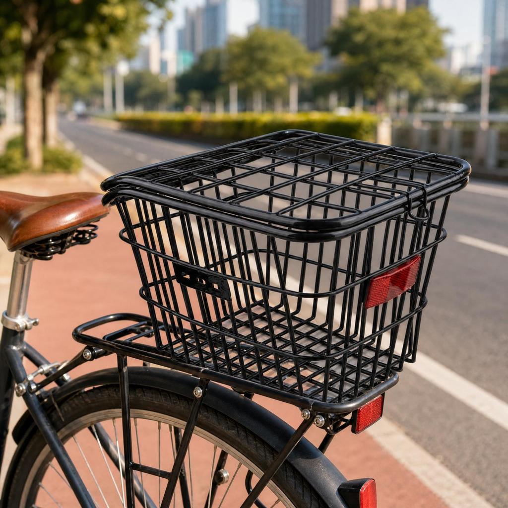 Gepäckträgerkorb für Fahrrad mit Reflektor Stabile Befestigung