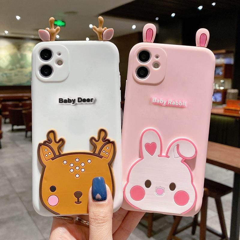 Applicable to Samsung A53 three-dimensional cartoon mobile phone case A33 rabbit S22 ears deer X-cover5 silicone