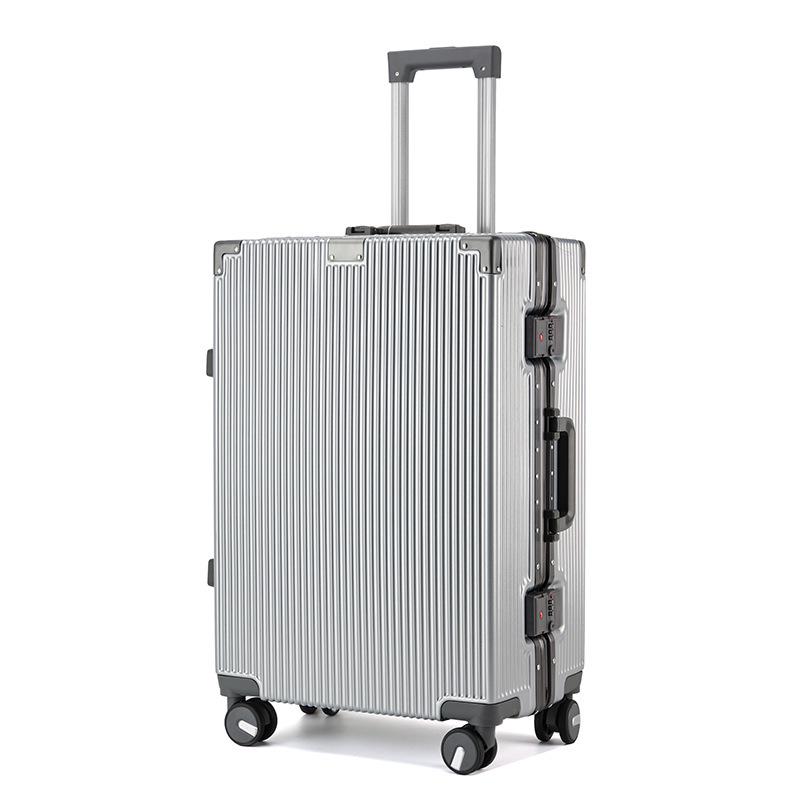 Large Capacity Aluminum Frame Suitcase: Durable, Silent Wheels, Secure Password, Unisex Design