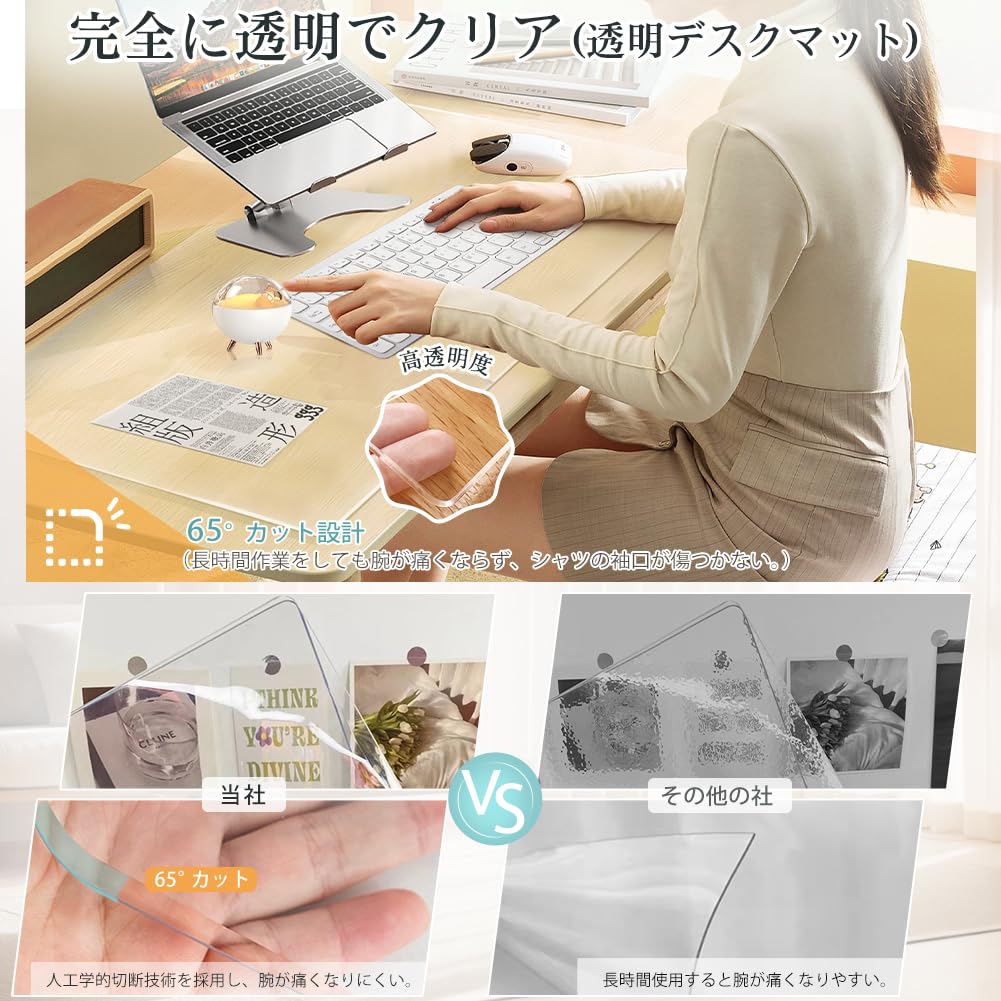 [Transparent Desk Mat Series] Transparent Desk Mat for Study Desks, Mouse Compatible, Made of PVC [Completely Transparent and Clear] 2mm Thick,