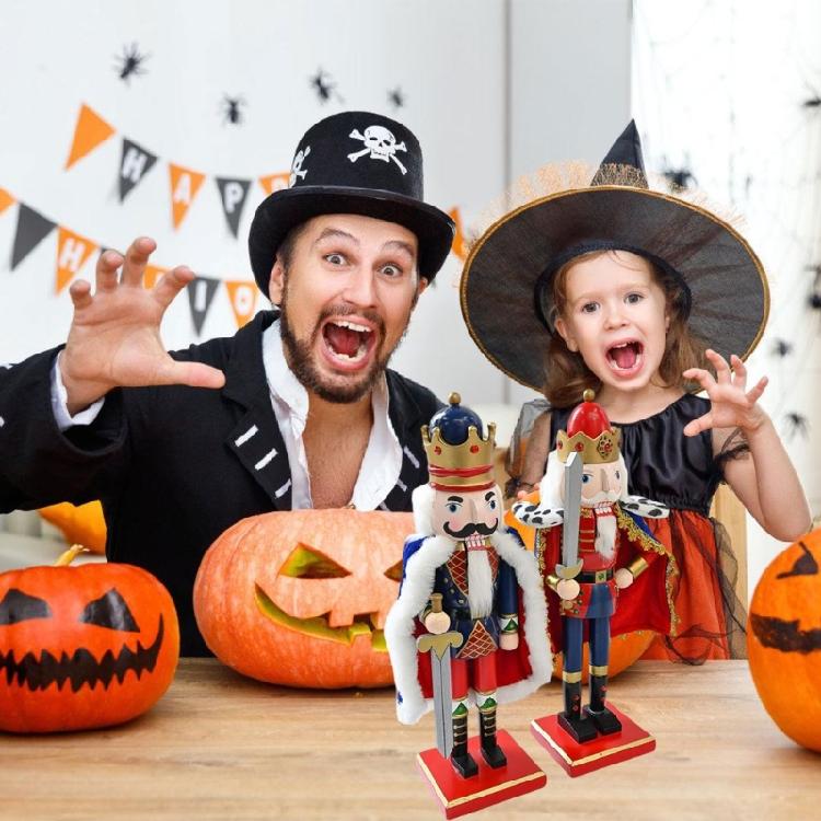 Klassisk Nötkrossare Soldat Skulptur 38 cm Handgjord Trä Juldekoration För Festival Inredning