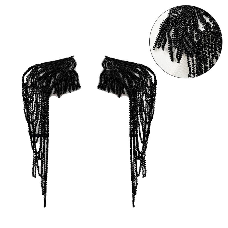 1 Pair Sequined Beaded Uniform Epaulets Party Costume Epaulettes Glittering Shoulder Wrap Epaulet for Stage Performances