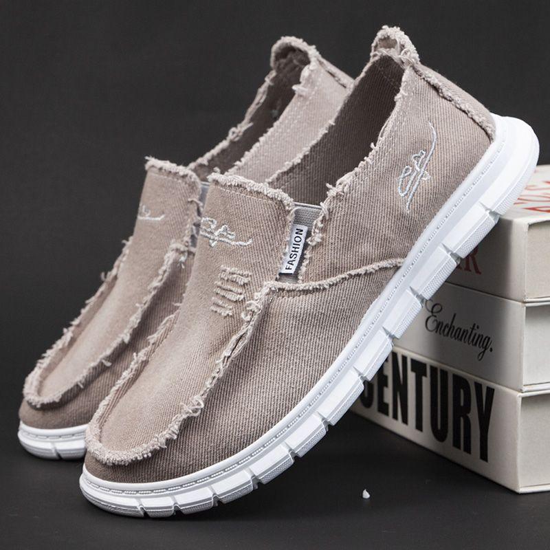 New men's cloth shoes beggar shoes old Beijing cloth shoes men's canvas shoes soft sole wear-resistant one-pedal men's shoes casual