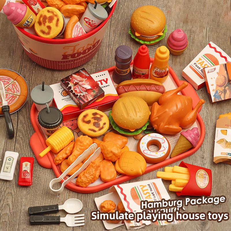 Zestaw Zabawek Kuchennych dla Dzieci Dziewczynka Zabawa w Dom Symulacja Chleb Burger Pizza Gotowanie Gra Akcesoria Rekwizyty do Zabawy Kuchennej