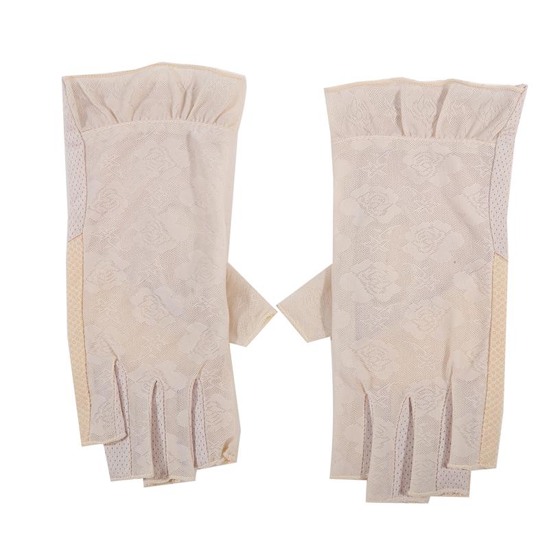 Lace Mitten Half Finger Gloves Summer Breathable Sunscreen Anti-Uv Cycling Drive Non-Slip Thin Gloves