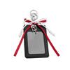 Pearl Bow Photocard Holder Key Ring Hardware PU Leather ID Card Holder Clear Window Dangling Charm Card Sleeve Handbag Hanging