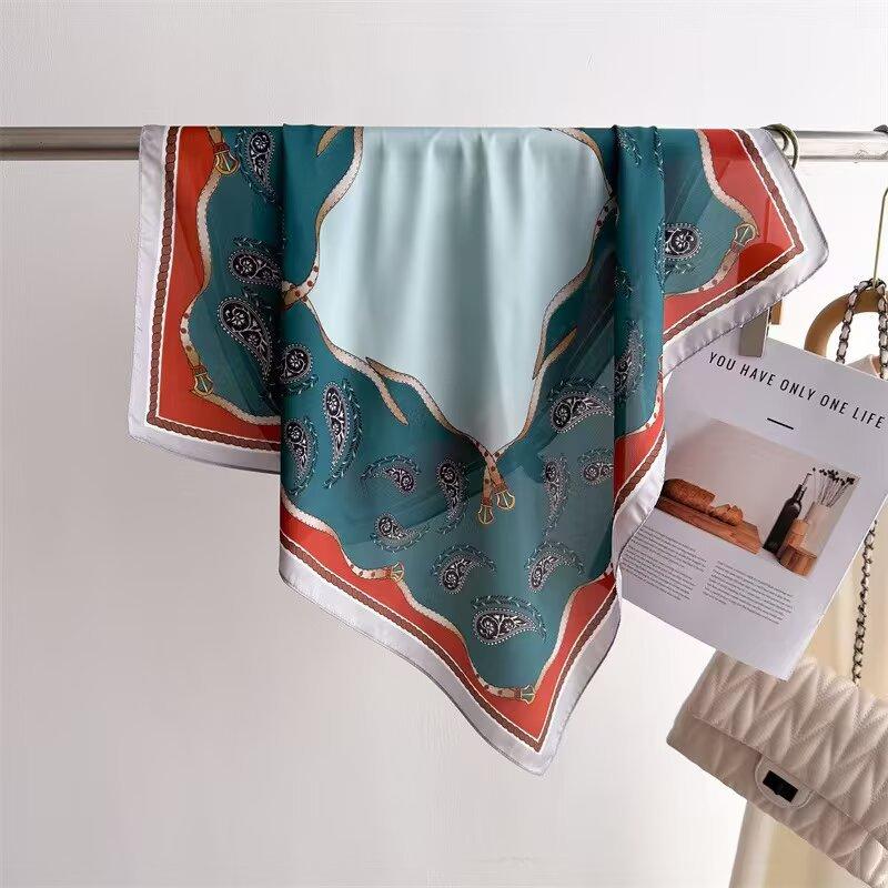 70Cm Cashew Print Scarf Universal Imitation Silk High-End Square Scarf Clothing Accessories Kerchief Shawl Protection Headscar